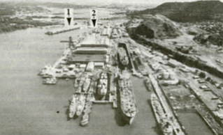 1. Pier 18, 2. Pier 17. The piers are near the Pacific entrance to the Panama Canal, 
