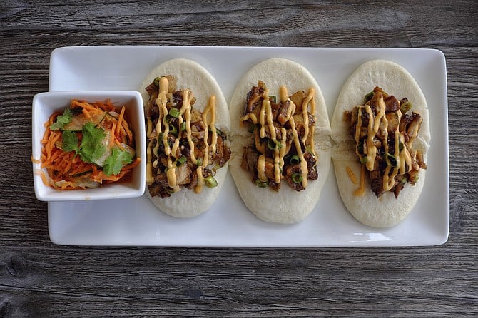 BLVD's sweet spot: Bao Bun Tacos with tender Cha-siu pork served with pickled veggies. Amazing!