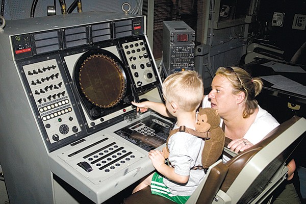 Radar tech in training aboard the USS Midway