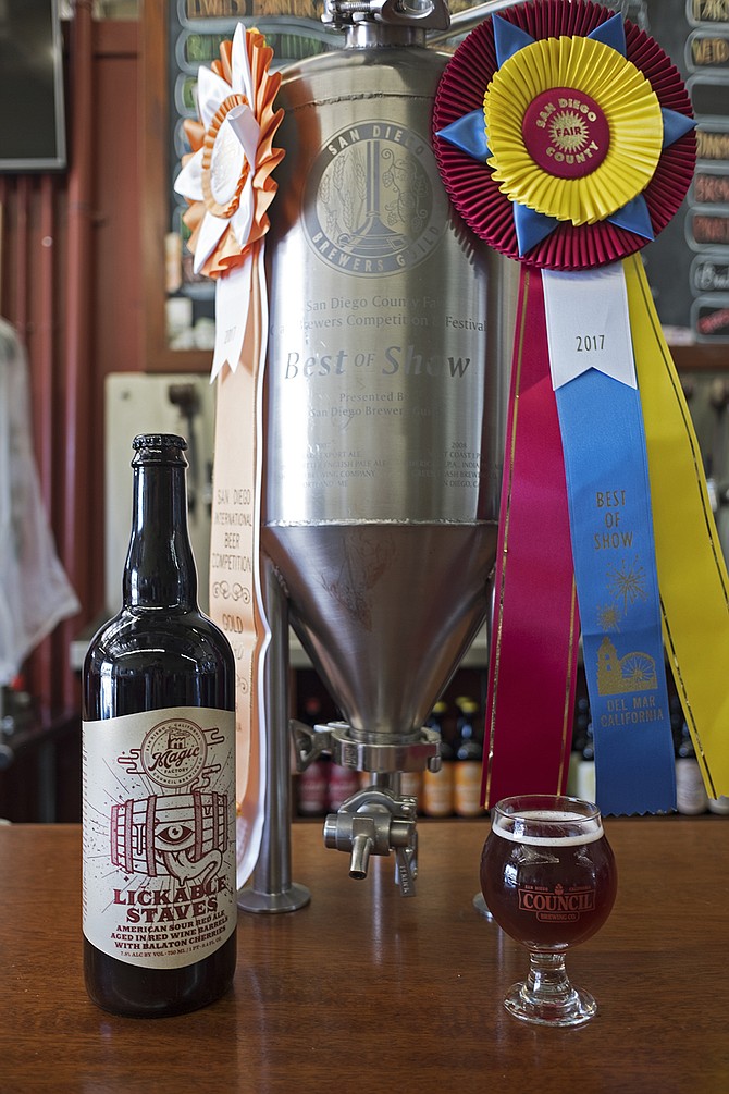 Best of Show winner Lickable Staves, and its stainless steel fermenter trophy