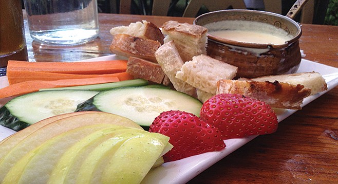 Happy-hour fondue. Best of all: the strawberries