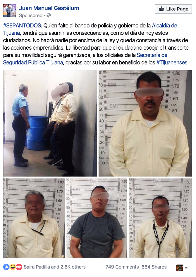 Tijuana mayor cracks down and posts on Facebook: "No one is above the law."