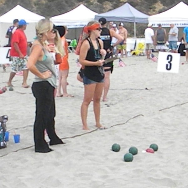 Food, sun, and championship beach bocce ball action