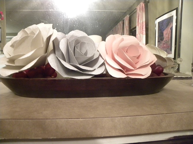 Paper flowers I made on a rainy day last spring.