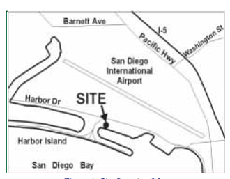 Map showing site relative to airport and Harbor Island