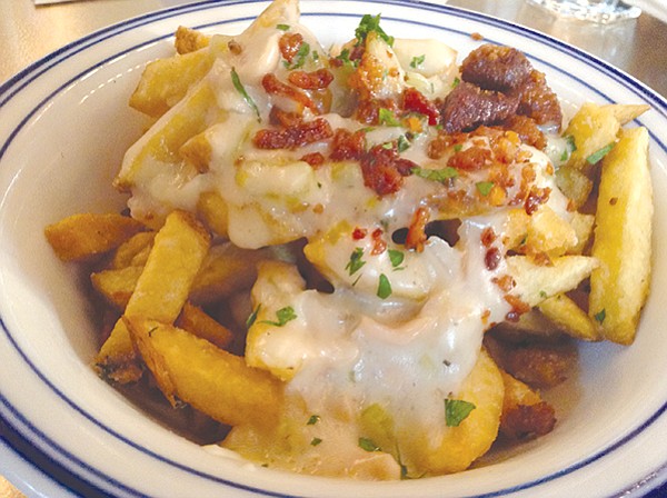 My $6 chowder fries. Pork on top is almost like chorizo.