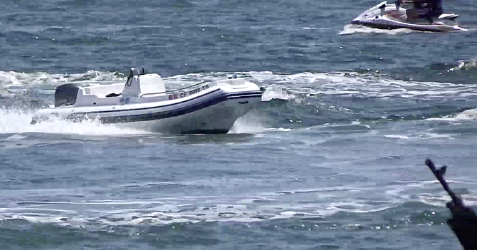 Unmanned boat continued to run around the bay (see video).