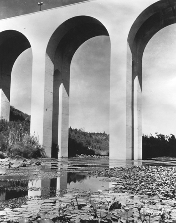 In 1915 a lagoon was below the bridge where now the canyon and freeway are.