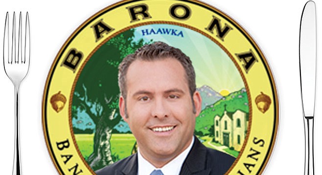 Adam Gray scarfed a meal valued at $160, courtesy of Barona.