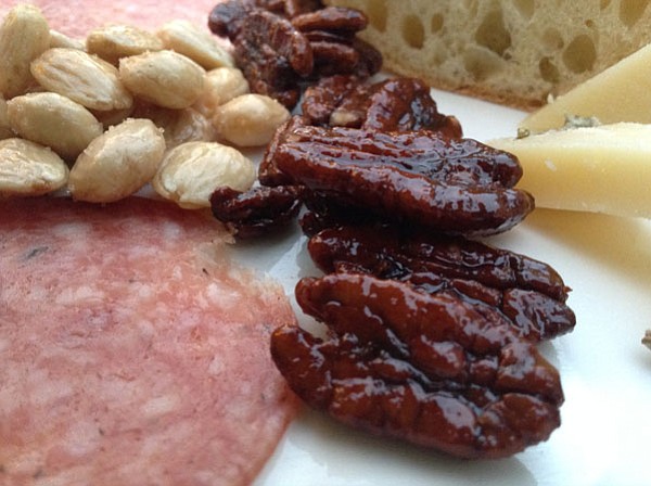 The totally most delicious combo is those candied pecans with the grapes.