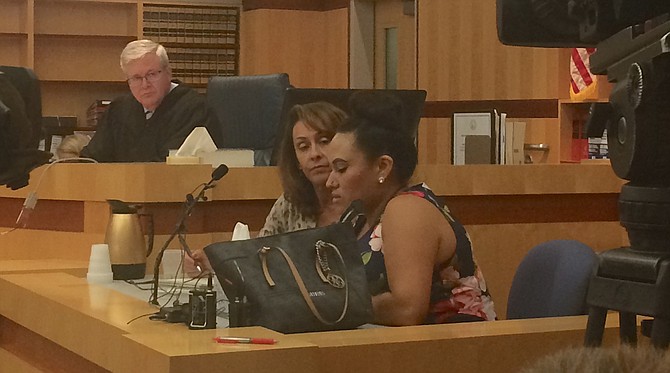 Judge Dahlquist, the interpreter, and Maria Morales Juares in court yesterday (August 23).