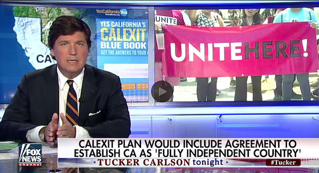Yes, a banner at a UniteHere rally plugged the "Calexit Movement"; no, the union hasn't endorsed the idea of California ceding from the United States.