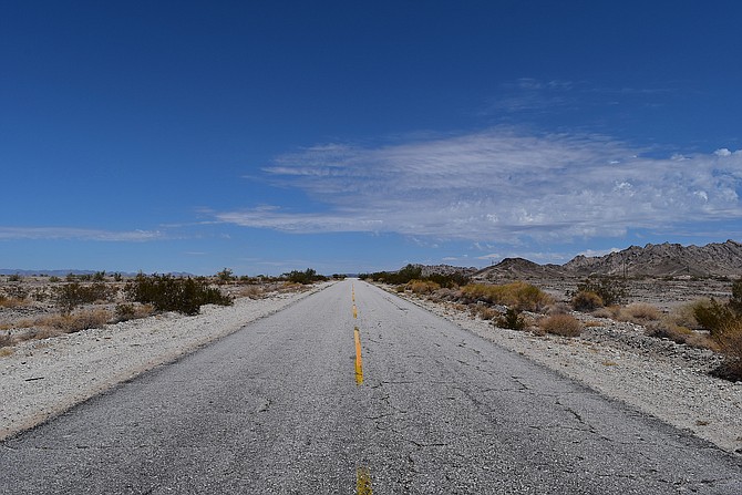 Vista looking west down Ogilby Road, near Yuma Arizona, off the I-8.  August 2017