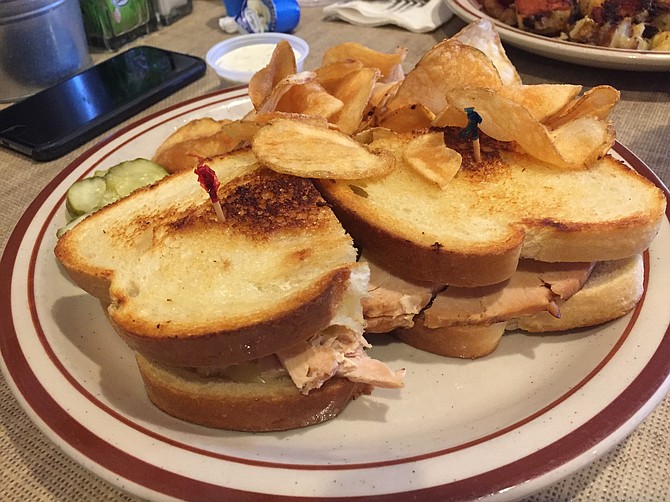 This spicy turkey melt at Mama Kat's, with crispy housemade chips, was a crowd pleaser — everyone wanted another bite. 