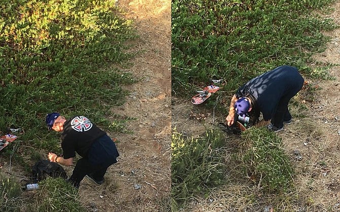 On July 15, a South Clairemont resident photographed a man in the canyon changing his shirt before scoping out her condo mailboxes and then heading back to the canyon to change again. 