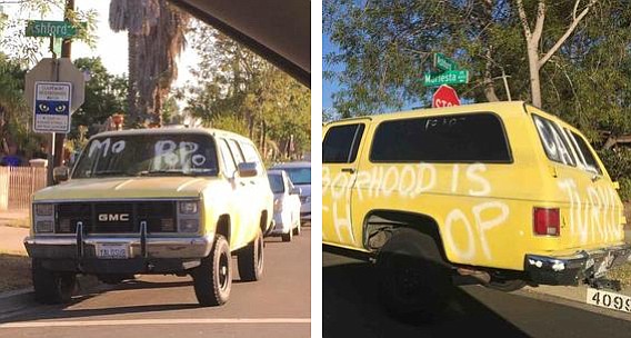 Somebody vandalized this SUV in seemingly a cry for help