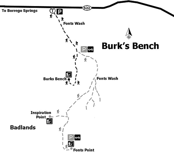 If driving, pick up your vehicle at the Burks Bench/Fonts Point wash intersection.