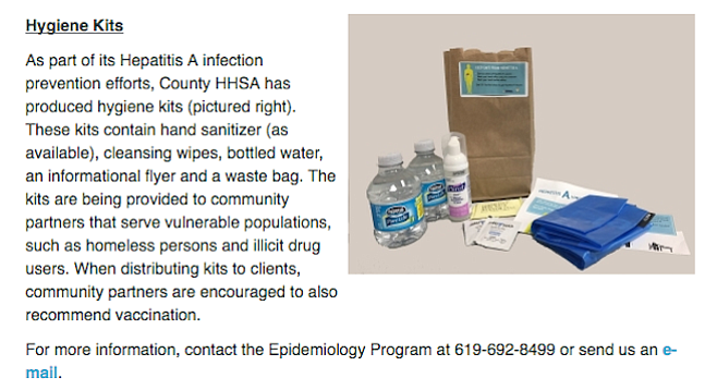 Items in the county-issued hygiene kit, of which approximately 2400 have been distributed
