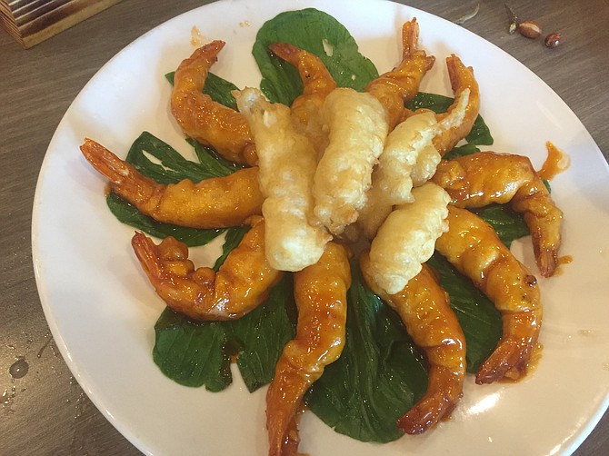 Twin Dragons — sweet and sour shrimp and calamari