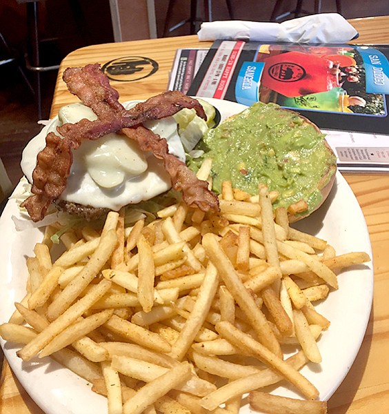 Cali Comfort: The Aztec — guacamole on one side, jalapeno slices on the other
