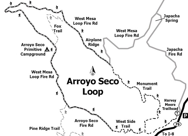 The Arroyo Seco Trail junction is the highest point of the loop.