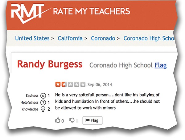 From Rate My Teacher website: "This teacher is absolutely horrid."