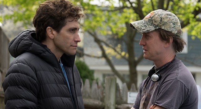 Jake Gyllenhaal and director David Gordon Green on the set of Stronger.