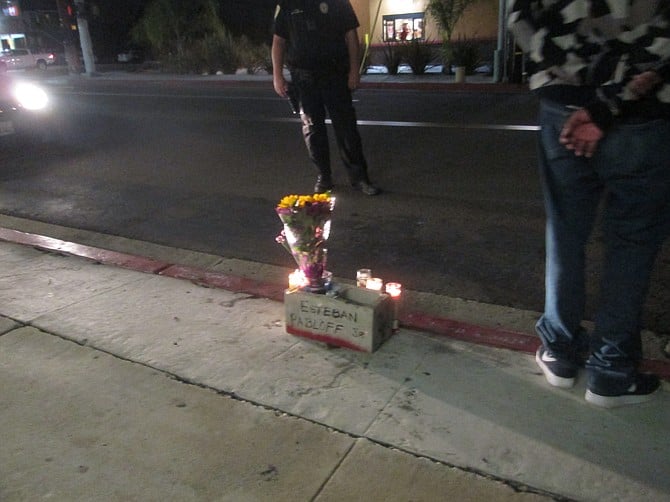 Street memorial in National City, tended to for eight years by uncle of victim.