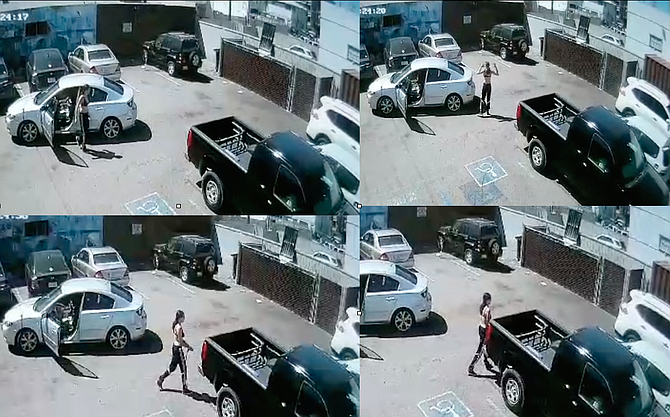 Sequence showing vandalism to truck