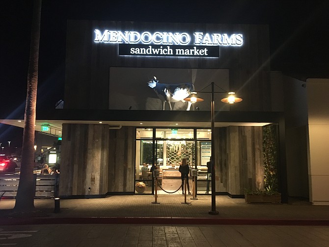 The outside of Mendocino Farms at the Del Mar Highlands shopping center.