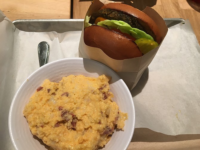 The Sriracha potato salad and the Rescued Veggie Burger