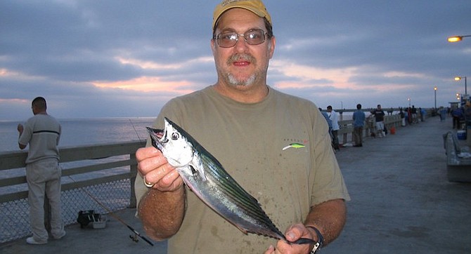 Mike Donahue with bonito at Ocean Beach pier