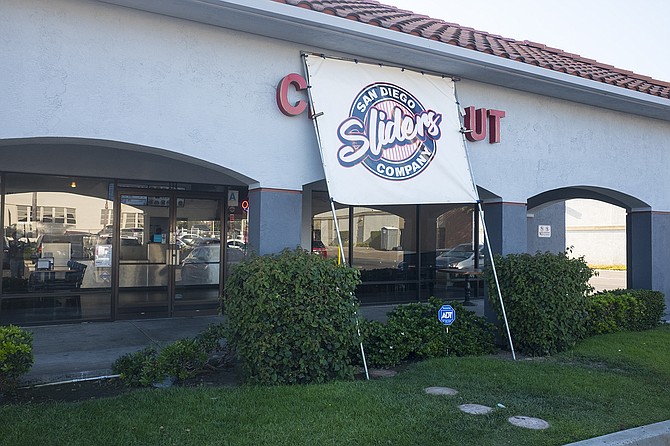 San Diego Sliders Company is still working out a permanent sign