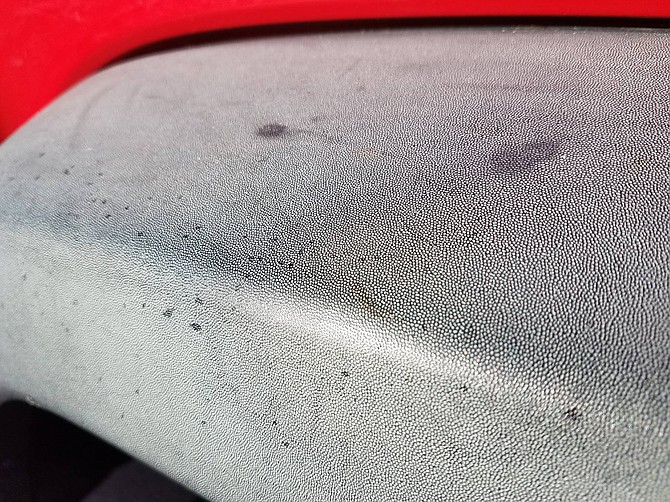 Michael's bumper shows spots left by the substance