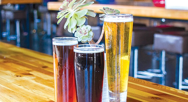 Bagby Beer Company's ALT in the Family Altbier, Upside Down Frown Brown, and Sweet Ride Bohemian Pilsner - Image by Matthew Suárez