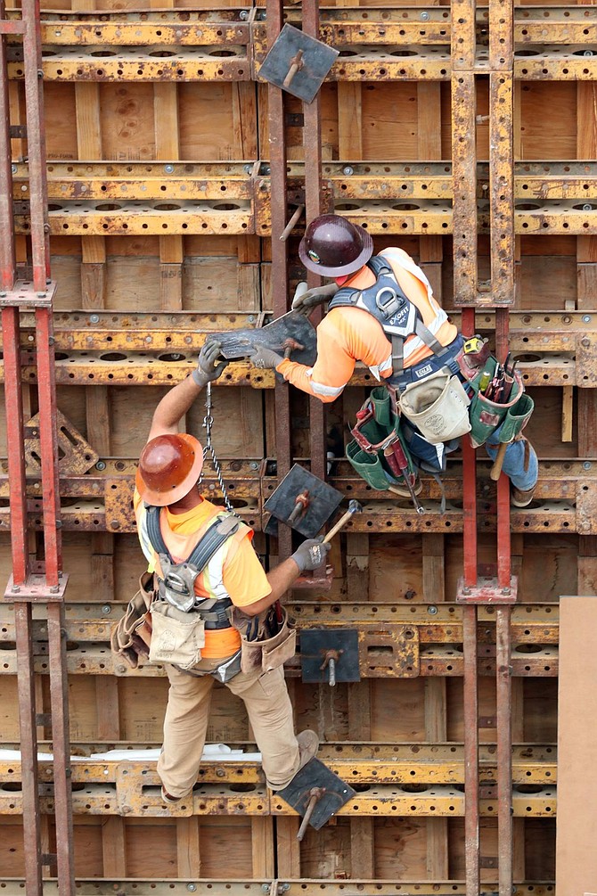 Worker's working on the retaining wall that extends between Florida and Park on both sides of University. (photo: Gregory's San Diego)