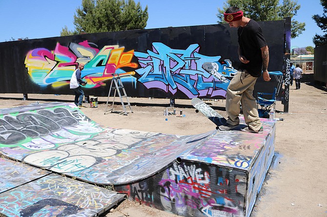 The 10,000-square-foot lot still has the large paintable walls standing and the skateboard ramp intact.