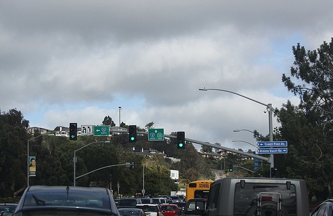 More than 50,000 cars take La Jolla Parkway every day (cars on La Jolla Parkway heading past Ardath).
