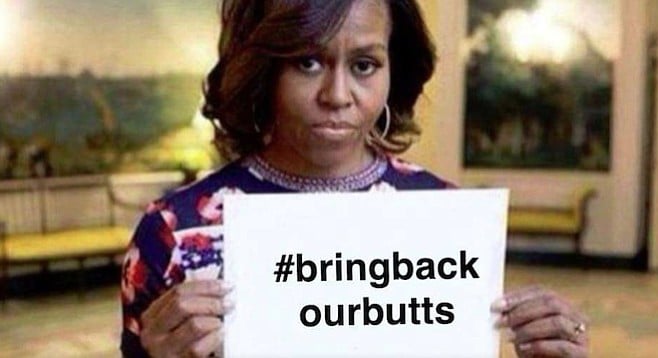 Michelle Obama meme (altered from original #BringBackOurGirls campaign to rescue Nigerian schoolgirls)