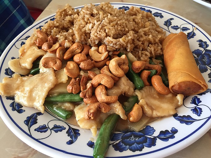 Cashew Chicken, with a generous portion of toasted cashews