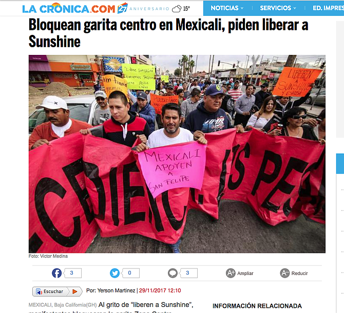 La Cronica's coverage of November 29 Mexicali protest