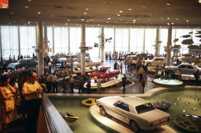 Inside roundhouse at 1964 World's Fair where the Mustang made it's debut (courtesy The Henry Ford Museum)