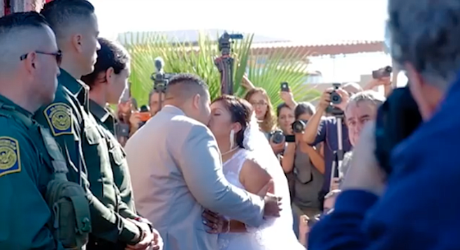 The wedding of Brian Houston and Evelia Reyes took only a couple minutes.