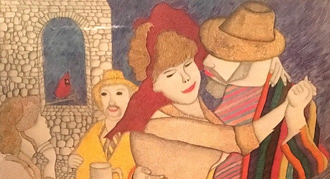 Detail from Santiago's work inspired by Renoir's Dance at Bougival
