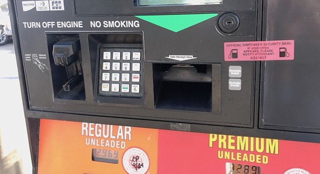 If the red security-seal stickers on the gas pumps appear white, they have likely been tampered with.