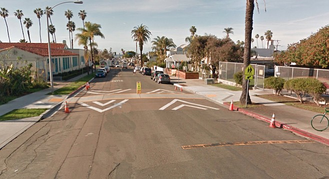 The crosswalk on Santa Monica Avenue 