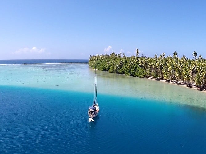 Suncoast Yacht Consultants, Michael & Melissa on their Island Packet in Raiatea, French Polynesia