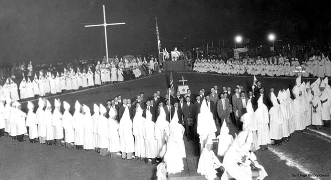 A ceremony of the San Diego Klan in the 1920s - Image by San Diego History Center
