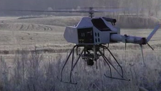 Randle's APID 5 (gas powered) helicopter drone that he says can stay airborne for up to four hours