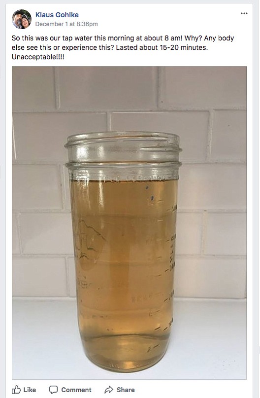 A resident's water sample in early December